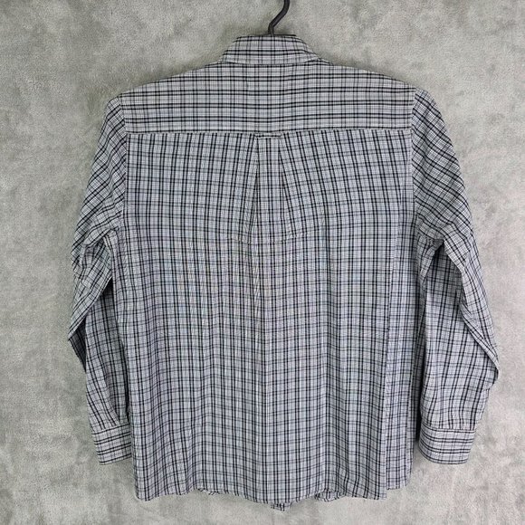 Mens Chaps Black White Plaid Shirt Long Sleeve Button Down Cotton Blend Size M - Picture 6 of 9